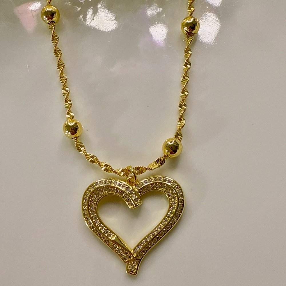 Gold Plated Heart Pendant Necklace